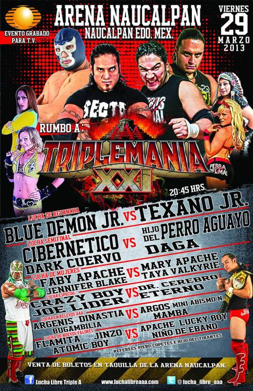 Blue Demon Jr. en Naucalpan, el 29 de marzo, rumbo a Triplemania 21